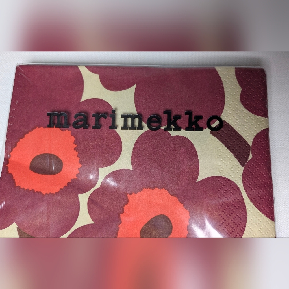 Marimekko 2 Pack Res Unikko Paper napkins 33x33cm 6.5" Dining Retro Floral - Picture 6 of 7